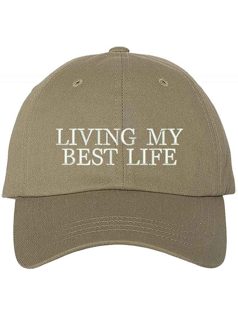 Baseball Caps Living My Best Life Dad Hat- Baseball Cap- Unisex - Khaki - CZ18RHI6NW7 $18.26