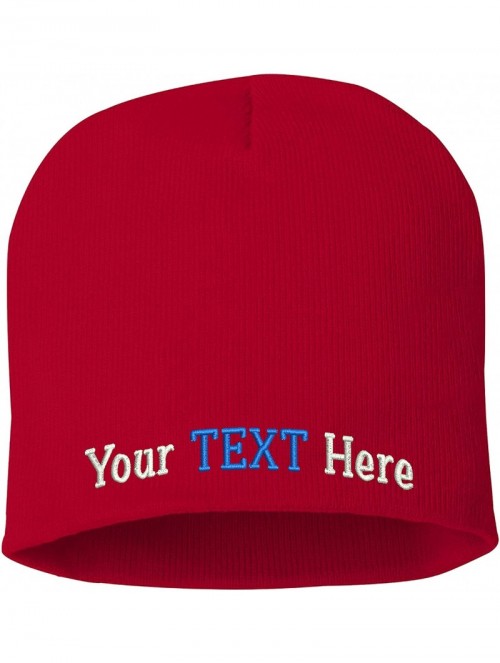 Skullies & Beanies Skull Knit Hat with Custom Embroidery Your Text Here or Logo Here One Size SP08 - Red Knit W/ Text - CH180...