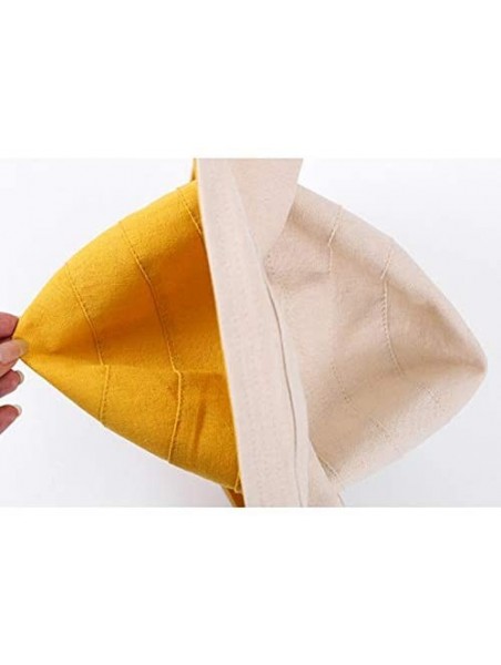 Sun Hats Women's Foldable Flap Cover UV Protective Wide Brim Bucket Cotton Beach Sun Hat Summer Hat - Yellow White - CS18W5KM...