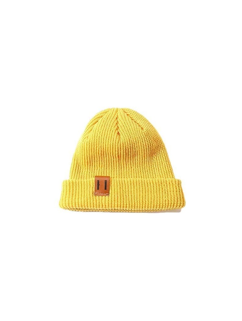 Skullies & Beanies Unisex Knitted Winter Warm Cap Fashion Casual Solid Beanie Hat Hats & Caps - Yellow - C318AMT5I9X $22.25