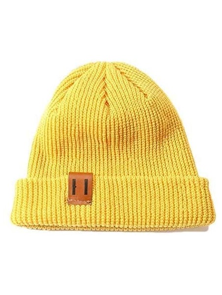 Skullies & Beanies Unisex Knitted Winter Warm Cap Fashion Casual Solid Beanie Hat Hats & Caps - Yellow - C318AMT5I9X $22.25