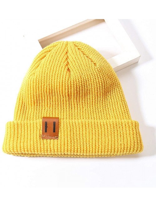 Skullies & Beanies Unisex Knitted Winter Warm Cap Fashion Casual Solid Beanie Hat Hats & Caps - Yellow - C318AMT5I9X $22.25