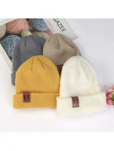 Skullies & Beanies Unisex Knitted Winter Warm Cap Fashion Casual Solid Beanie Hat Hats & Caps - Yellow - C318AMT5I9X $22.25