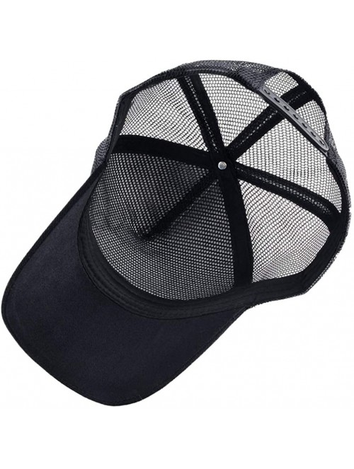 Baseball Caps Unisex Animal Mesh Trucker Hat Snapback Square Patch Baseball Caps - Black Zebra - CQ18MGA40IS $19.47