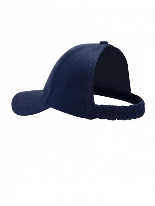 Baseball Caps Backless Ponytail Hats Pony Caps Baseball for Women Elastic-Visor (Navy) - Navy - CF18SXEK07L $15.87