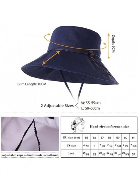 Sun Hats UV50 Foldable Sunhat Women Ponytail Hole Safari Beach Fishing Bucket Hat 55-61CM - 99024_navy - CN18COG766I $22.94