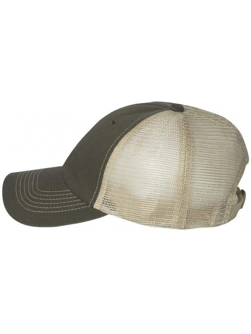 Baseball Caps Headwear 3100 Contrast Stitch Mesh Cap - Olive/Khaki - C211U9J7WBJ $10.30