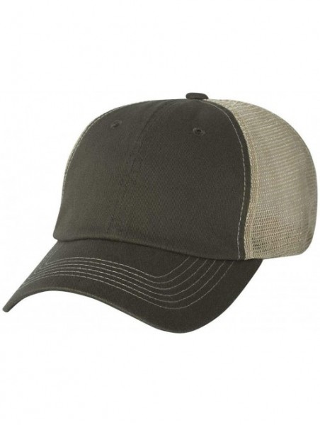 Baseball Caps Headwear 3100 Contrast Stitch Mesh Cap - Olive/Khaki - C211U9J7WBJ $10.30