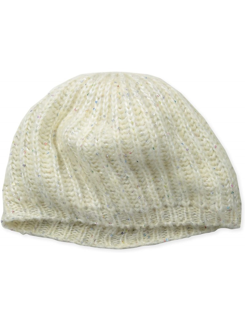 Berets Women's Sequin Knit Beret - Ivory - CS11KYOJQ3L $34.06