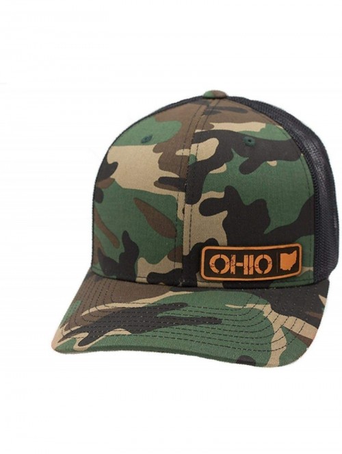 Baseball Caps 'Ohio Native' Leather Patch Hat Curved Trucker - Camo - CR18IGQ64I6 $28.51