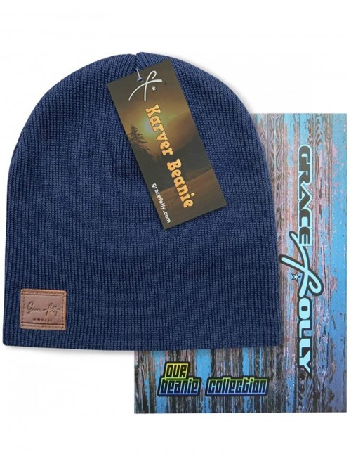 Skullies & Beanies Knit Beanie Hat Cap for Men or Women - Dark Blue - C318T7TL797 $16.59