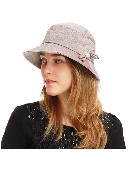Sun Hats Light Weight Packable Women's Wide Brim Sun Bucket Hat - Sophie-brown - C618GQRDN2C $20.08
