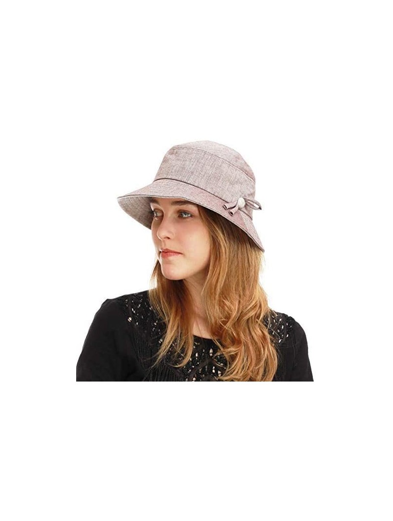 Sun Hats Light Weight Packable Women's Wide Brim Sun Bucket Hat - Sophie-brown - C618GQRDN2C $20.08