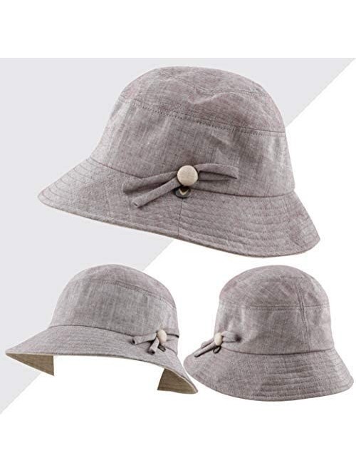 Sun Hats Light Weight Packable Women's Wide Brim Sun Bucket Hat - Sophie-brown - C618GQRDN2C $20.08