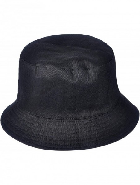 Bucket Hats Fashion Print Bucket Hat Summer Fisherman Cap for Women Men - Big Flower Black - CC193I3726U $15.30