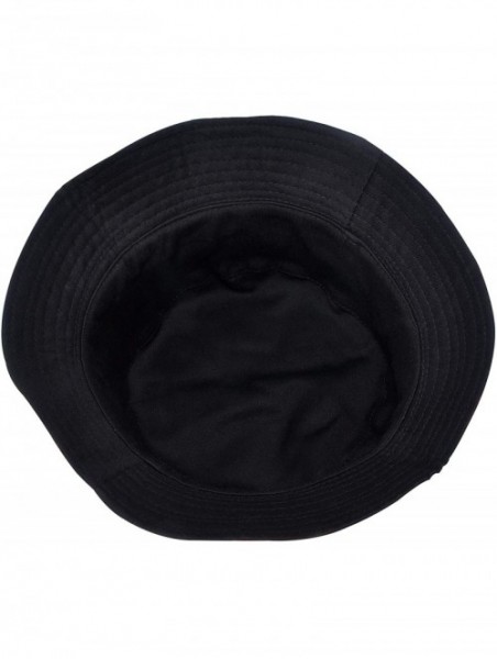 Bucket Hats Fashion Print Bucket Hat Summer Fisherman Cap for Women Men - Big Flower Black - CC193I3726U $15.30