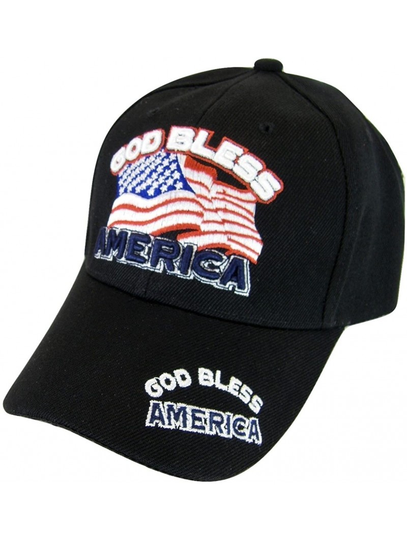 Baseball Caps God Bless America USA Patriotic Men's Adjustable Baseball Cap - Black - CH186050S2O $14.08