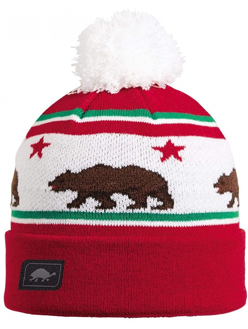 Skullies & Beanies Great State Knit Cuffed Pom Beanie - California - CX18XTGGMKU $17.56