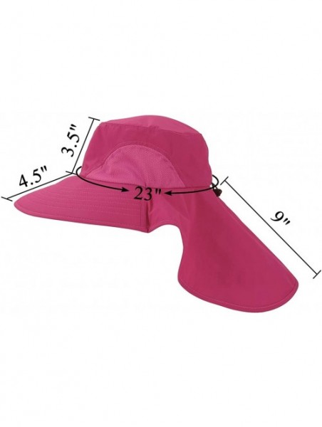 Sun Hats Unisex Wide Brim Safari Hat UV Protection Outdoor Sun Hat Fishing Hat with Neck Flap Cover - Rose Red - CJ18S689QKH ...