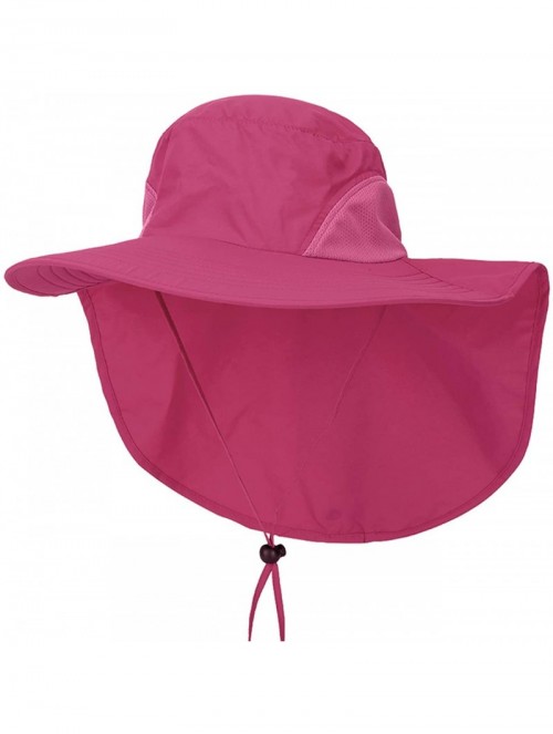 Sun Hats Unisex Wide Brim Safari Hat UV Protection Outdoor Sun Hat Fishing Hat with Neck Flap Cover - Rose Red - CJ18S689QKH ...