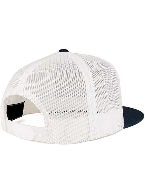 Baseball Caps Flexfit Brand 5 Panel 2 Tone Flatbill Mesh Classic Snapback Cap - Navy White - CP18687WNCD $19.42