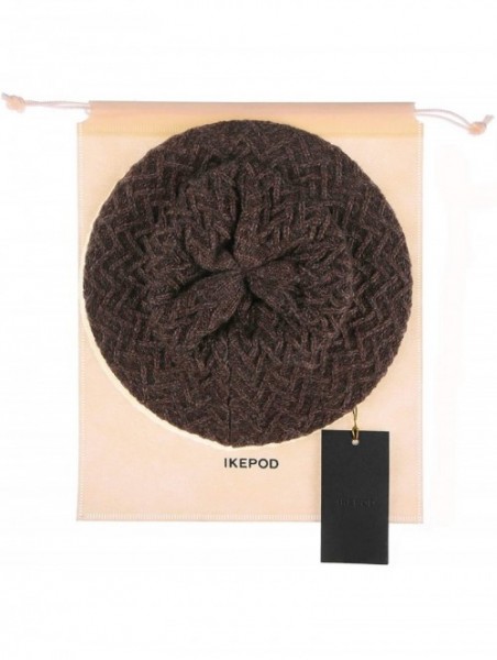 Berets Merino Wool Beret Hat - Women Knitted Braided Crochet Chic French Beanie - Coffee & Light Coffee - C618INOCR45 $21.44