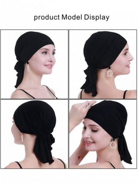 Skullies & Beanies Bamboo Chemo Headscarf for Women Hair Loss - Cancer Slip On Headwear Turbans Sealed Packaging - Bamboo Bla...