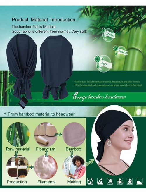 Skullies & Beanies Bamboo Chemo Headscarf for Women Hair Loss - Cancer Slip On Headwear Turbans Sealed Packaging - Bamboo Bla...