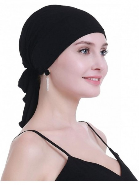 Skullies & Beanies Bamboo Chemo Headscarf for Women Hair Loss - Cancer Slip On Headwear Turbans Sealed Packaging - Bamboo Bla...