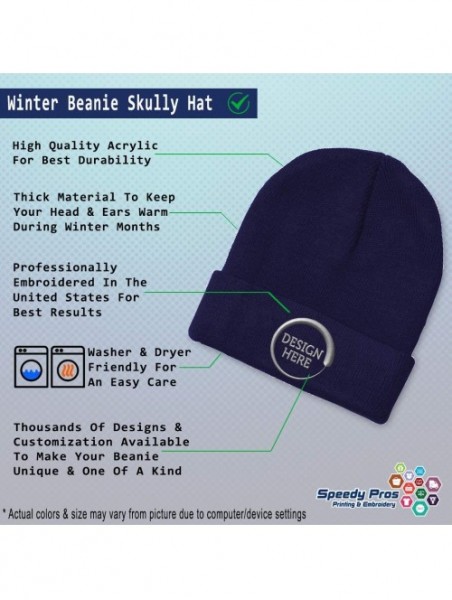 Skullies & Beanies Custom Beanie for Men & Women Trumpet B Embroidery Acrylic Skull Cap Hat - Navy - CK18ZS448N8 $23.93