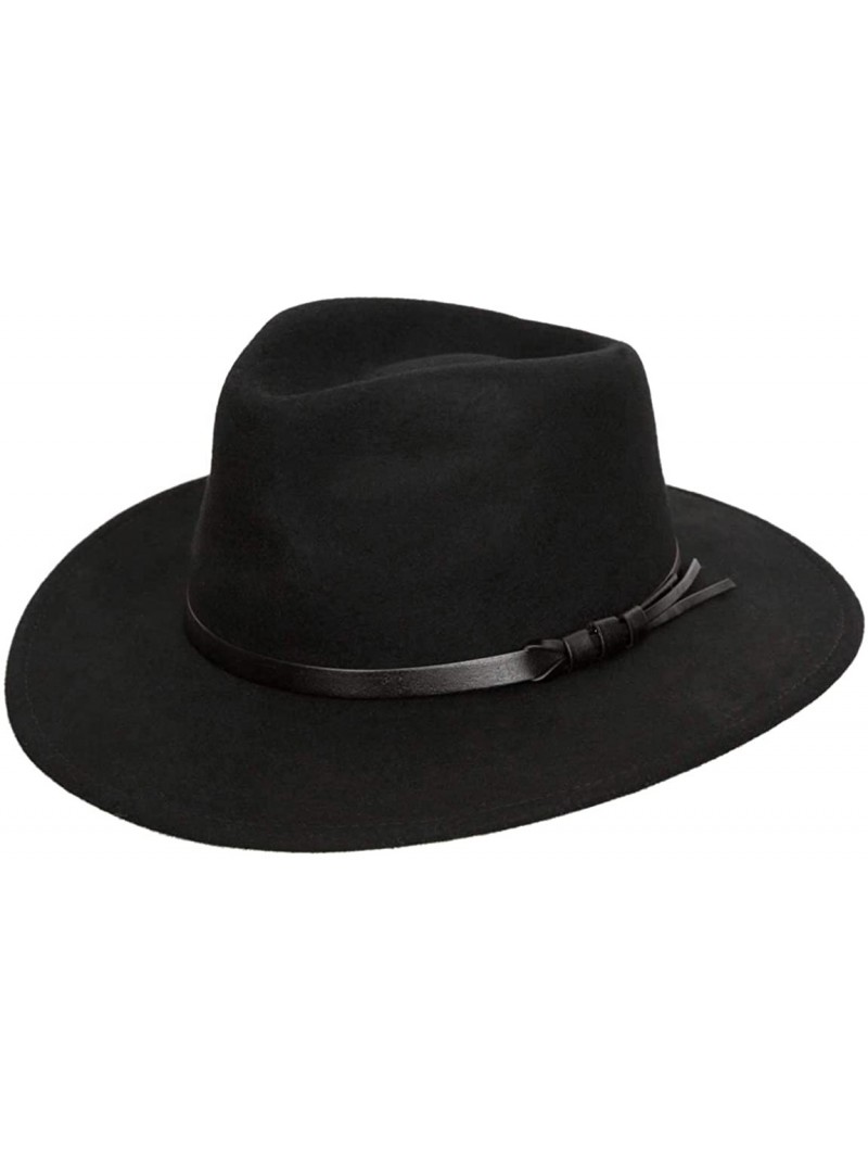 Fedoras Classique Large Wool Felt Fedora Hat Packable Water Repellent Wide Brim - Noir - C3110ALK02X $50.81