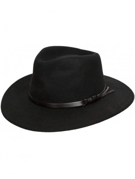 Fedoras Classique Large Wool Felt Fedora Hat Packable Water Repellent Wide Brim - Noir - C3110ALK02X $50.81