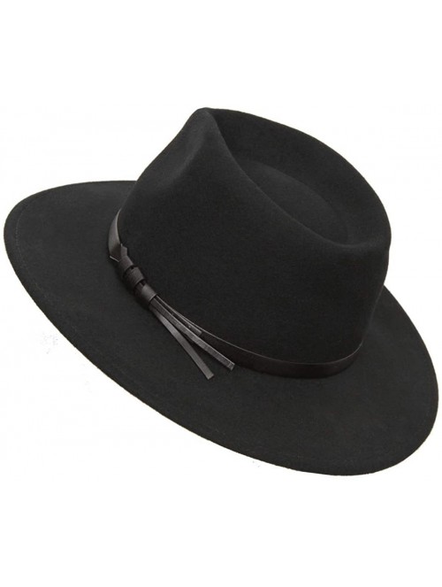 Fedoras Classique Large Wool Felt Fedora Hat Packable Water Repellent Wide Brim - Noir - C3110ALK02X $50.81