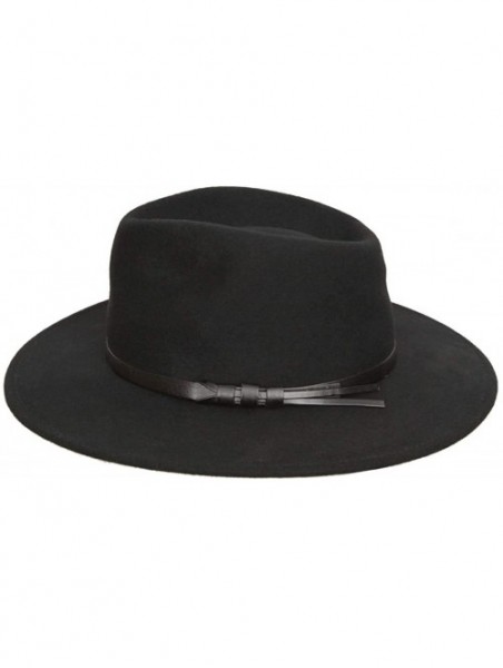 Fedoras Classique Large Wool Felt Fedora Hat Packable Water Repellent Wide Brim - Noir - C3110ALK02X $50.81