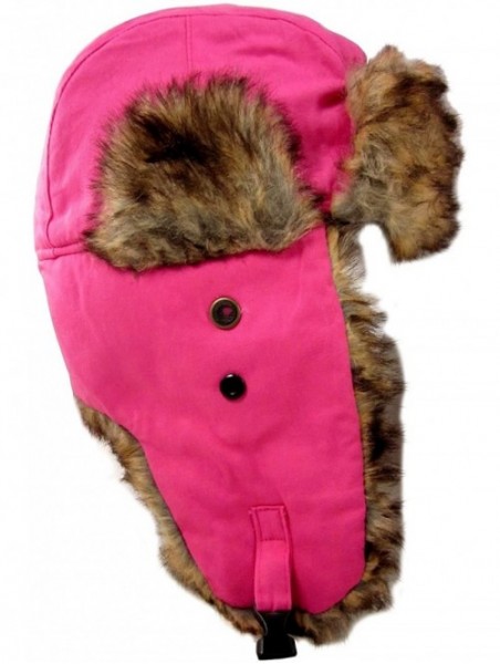 Bomber Hats Trooper Ear Flap Cap w/Faux Fur Lining Hat - Textured Knit Pink - CT118GZ2MYF $13.62