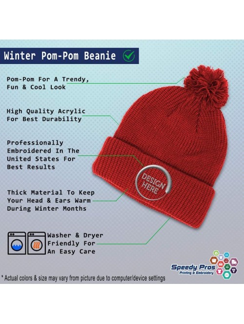 Skullies & Beanies Winter Pom Pom Beanie Men & Women Jesus Christian Hands Praying A Embroidery - Red - C618A0E7CLQ $19.36