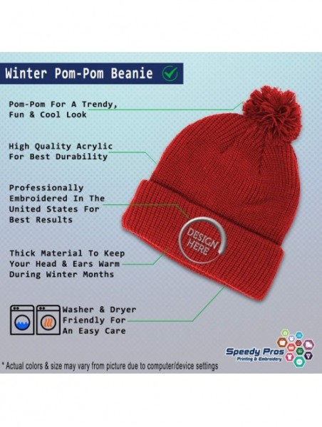 Skullies & Beanies Winter Pom Pom Beanie Men & Women Jesus Christian Hands Praying A Embroidery - Red - C618A0E7CLQ $19.36