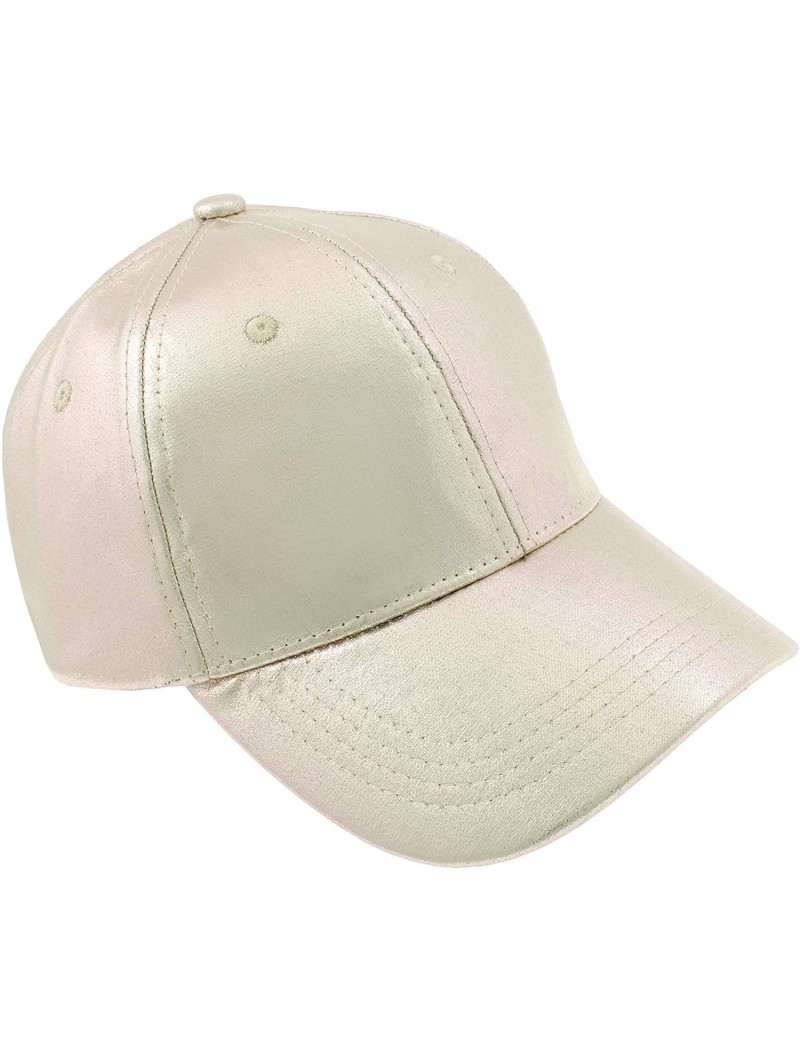 Baseball Caps Ladies Solid PU Baseball Hat - Rose Gold Sheen - CM18LZX5X8T $19.81