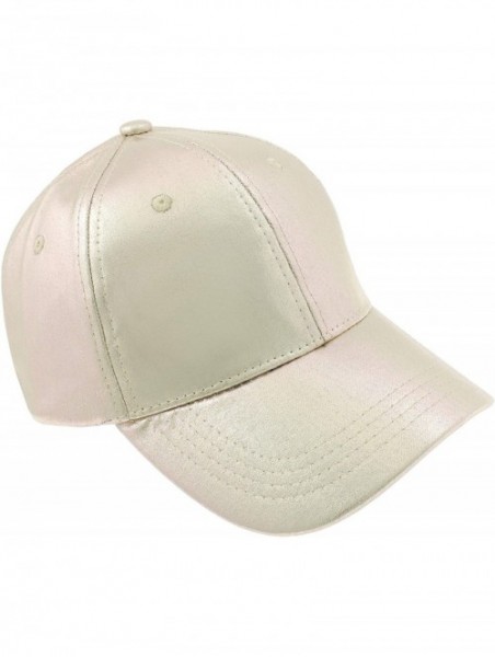 Baseball Caps Ladies Solid PU Baseball Hat - Rose Gold Sheen - CM18LZX5X8T $19.81