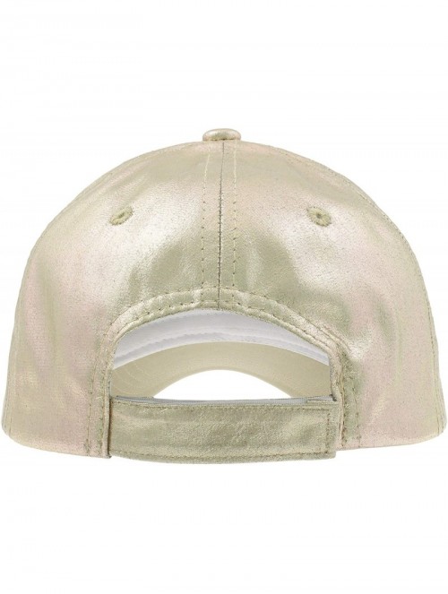 Baseball Caps Ladies Solid PU Baseball Hat - Rose Gold Sheen - CM18LZX5X8T $19.81