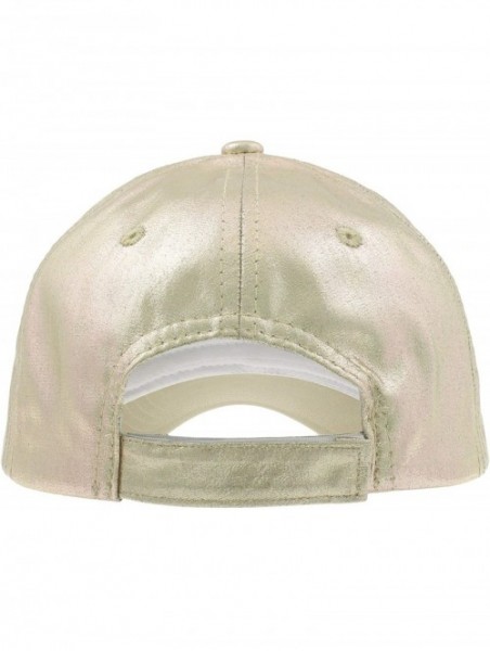 Baseball Caps Ladies Solid PU Baseball Hat - Rose Gold Sheen - CM18LZX5X8T $19.81