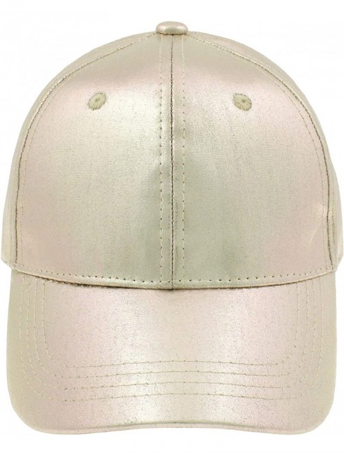 Baseball Caps Ladies Solid PU Baseball Hat - Rose Gold Sheen - CM18LZX5X8T $19.81