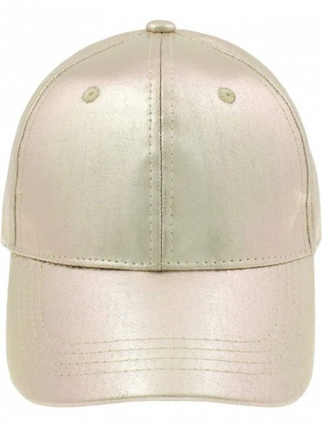 Baseball Caps Ladies Solid PU Baseball Hat - Rose Gold Sheen - CM18LZX5X8T $19.81