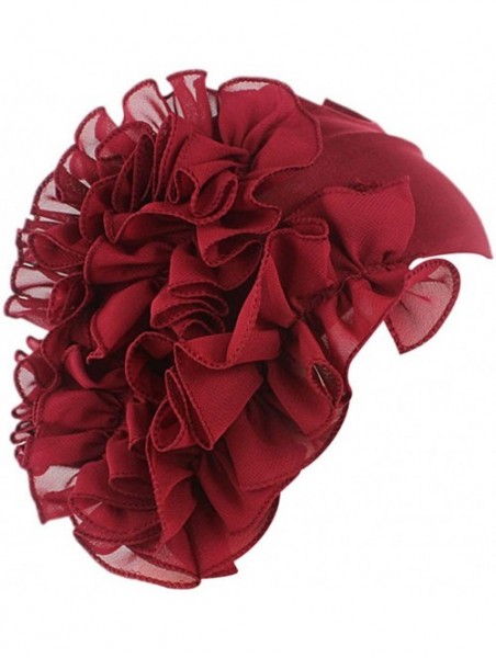 Baseball Caps Womens Wrap Cap Flower Chemo Hat Beanie Scarf Turban Headband - Wine Red - C118INZLDH0 $8.95