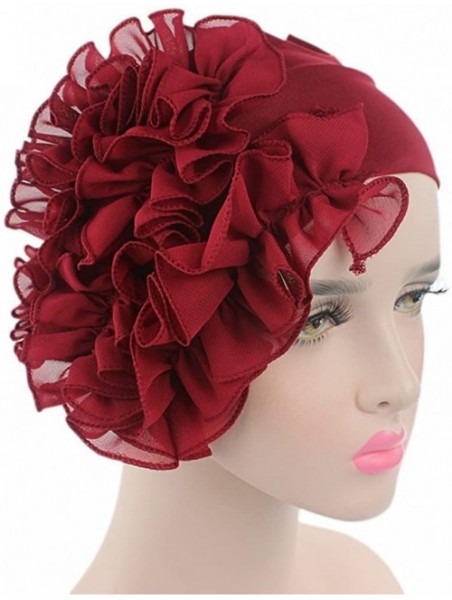 Baseball Caps Womens Wrap Cap Flower Chemo Hat Beanie Scarf Turban Headband - Wine Red - C118INZLDH0 $8.95