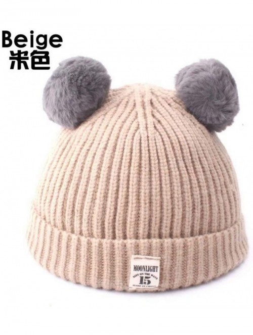 Skullies & Beanies Pom Pom Beanies Crochet Toddler Infants - Beige - CI192C53LZM $11.66