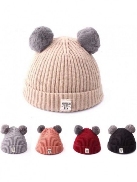 Skullies & Beanies Pom Pom Beanies Crochet Toddler Infants - Beige - CI192C53LZM $11.66