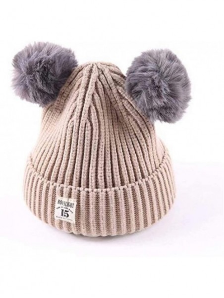 Skullies & Beanies Pom Pom Beanies Crochet Toddler Infants - Beige - CI192C53LZM $11.66