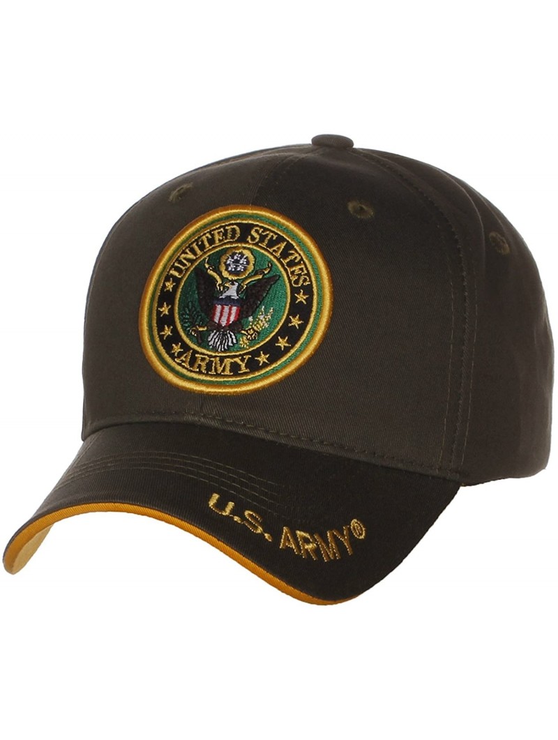 Baseball Caps US Army Official License Structured Front Side Back and Visor Embroidered Hat Cap - Round Olive - C312NUXBI4S $...