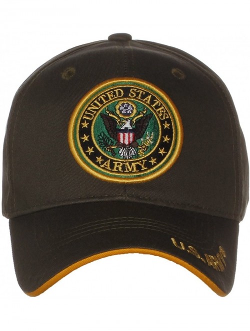 Baseball Caps US Army Official License Structured Front Side Back and Visor Embroidered Hat Cap - Round Olive - C312NUXBI4S $...